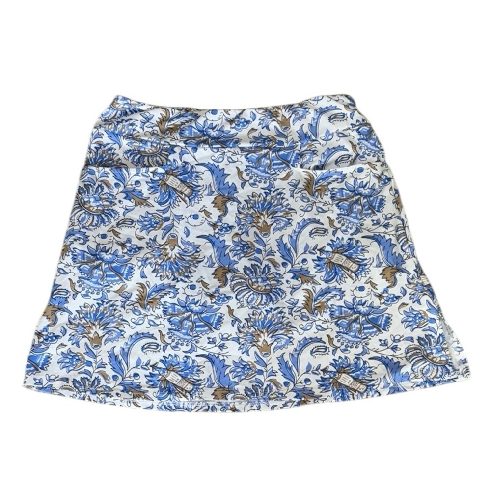 Jude Connally Sonia White & Blue Batik Floral Print Mini Skort Skirt - S